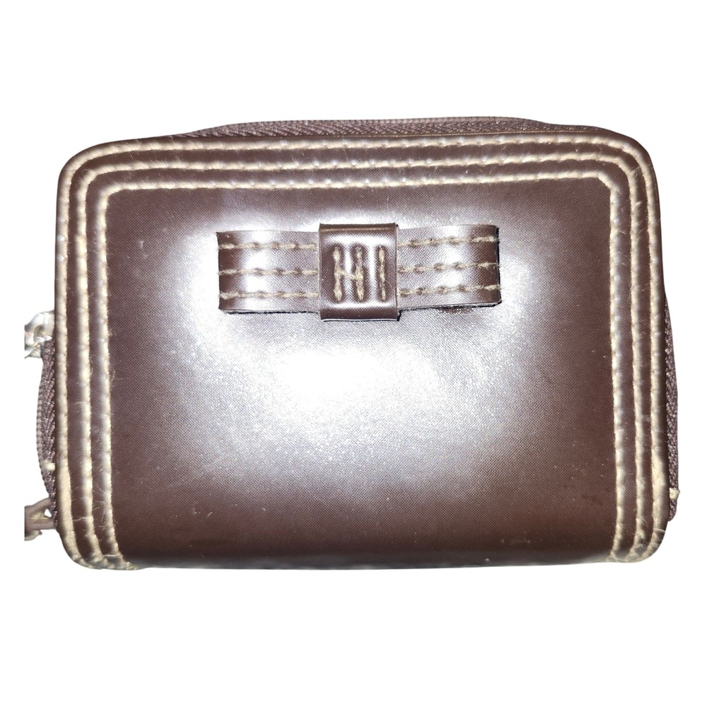 Buxton Brown Wallet Accordion Card Holder ID Window Bow Accent Small
